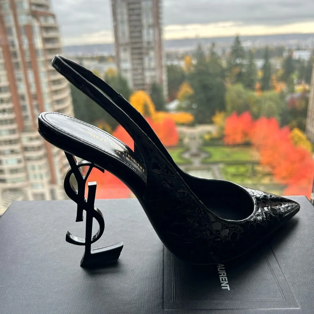 G947 YSL 黒 ハイヒール ロゴヒール　23cm Saint Laurent | Shoes | Selling My Beautiful Ysl Heels | Poshmark